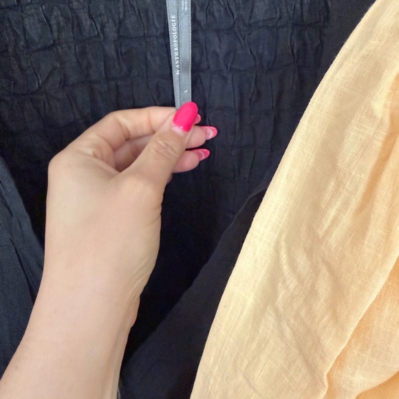 Anthropologie Lace-Trim Button Front Blouse in Mustard and Black - Picture 3 of 4